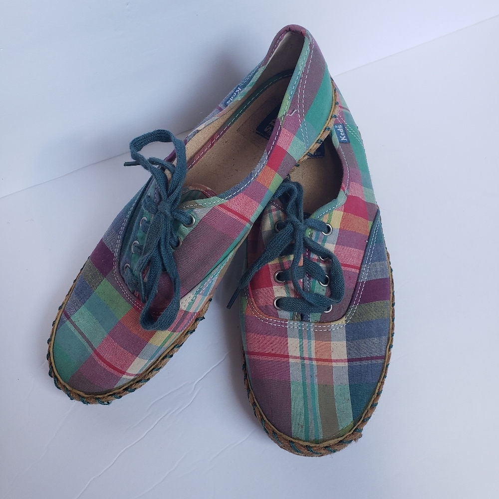 Keds Espadrille and Plaid sneakers pink teal
